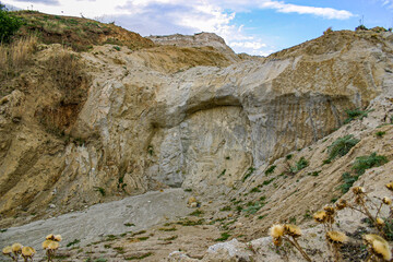 White rocky terrain and textures in sparse landscape