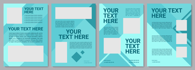 Turquoise colorful brochure template. Flyer, booklet, leaflet print, cover design with copy space. Your text here. Vector layouts for magazines, annual reports, advertising posters