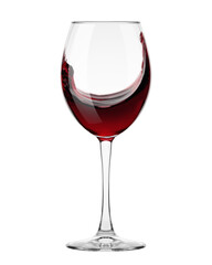 red Wine in glass isolated on white background, full depth of field, clipping path