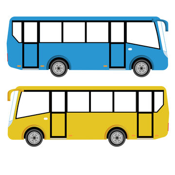 illustration of a blue and yellow bus