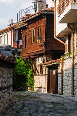 Fototapeta na wymiar ブルガリア　ネセバルの旧市街の路地風景