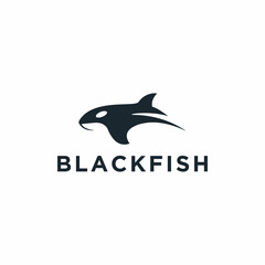 Black Shark Fish Fishing Logo Design Isolated On White Background