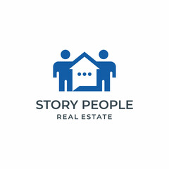 People Home Teamwork Shape Real Estate Logo Design