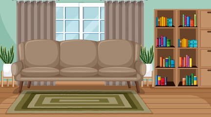 Living room interior scene with furniture and living room decoration