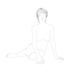Contour of a naked lying girl isolated on a white background. Vector illustration