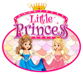 Princess cartoon character with Little Princess font typography