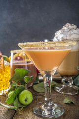 Various autumn winter alcohol cocktail
