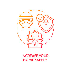 Increase your home safety red concept icon. Outdoor space in order. Crime prevention. Home security cameras abstract idea thin line illustration. Vector isolated outline color drawing