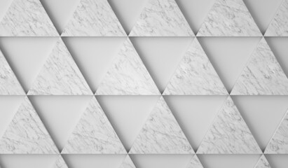 White background with marble triangles. 3d render