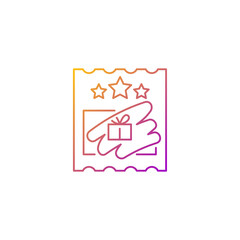 Scratch cards gradient linear vector icon. Scratching off covering for prize reveal. Paper-based card. Thin line color symbols. Modern style pictogram. Vector isolated outline drawing