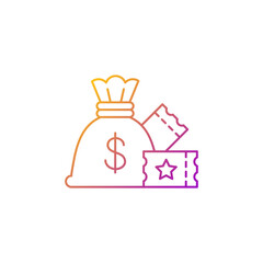 Lump-sum payment gradient linear vector icon. One-time cash payout. Lottery winning. Collecting jackpot at once. Thin line color symbols. Modern style pictogram. Vector isolated outline drawing