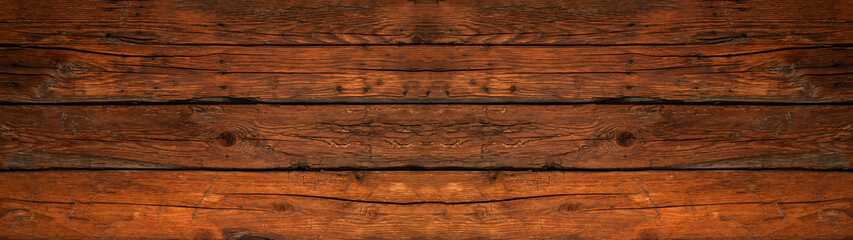 Old brown rustic dark grunge wooden timber wall table texture - wood background banner panorama