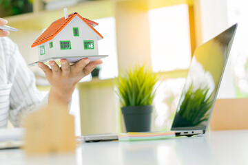 Businessman or home sales representative working Businessman or home sales representative working...