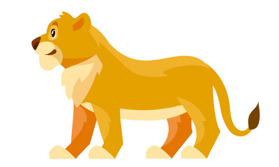 Lion cub side view. African animal in cartoon style.