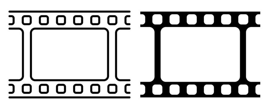 Linear icon. Part of old 35 mm photo film. World cinema day December 28th. Simple black and white vector