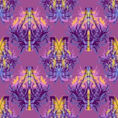 Baroque seamless pattern. Colorful abstract forms on a pink background.