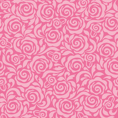 Beautiful pink background with roses, leaves. Decorative element for cards and invitations to the wedding, birthday, Valentine's day, mother's day, for fabric, packaging, decoration, textile