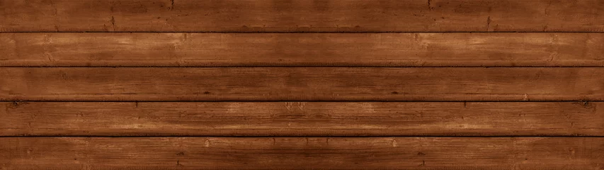 Tuinposter Old brown rustic dark grunge wooden timber wall table texture - wood background banner panorama © Corri Seizinger