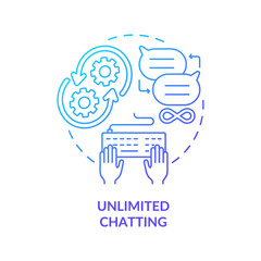 Unlimited chatting blue gradient concept icon. Messenger service. Online communication benefits. Messaging software abstract idea thin line illustration. Vector isolated outline color drawing