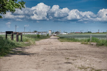 Beautiful fluffy clouds in the summer sky.