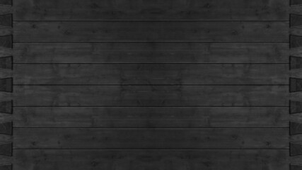 Alpine lifestyle, chalet style, log wall cladding made of reclaimed wood, chopped, brushed, natural - old black gray grey anthracite wood background panorama banner