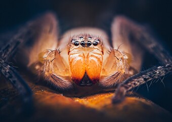 Olios huntsman spider up-close