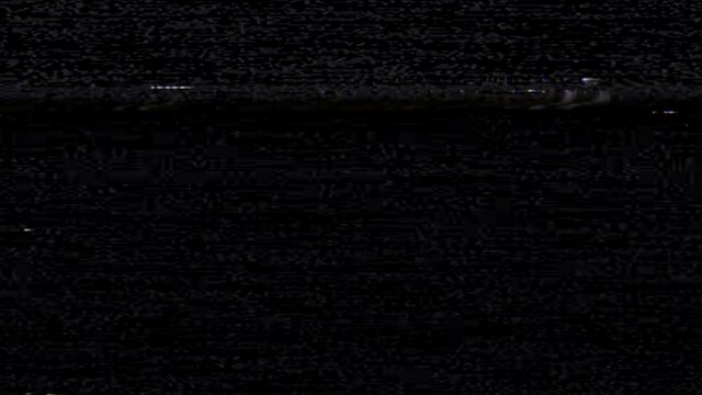VHS defects on black background, TV Noise and Artifacts, Damaged or overplayed Glitches of VHS tape