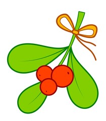 Christmas cartoons clip art. Viscum and berries clipart vector illustration