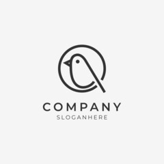simple line art bird logo icon element perfect for modern company