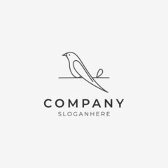 simple line art bird logo icon perfect for modern company