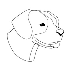 Isolated vector portrait of a beagle dog, line art style