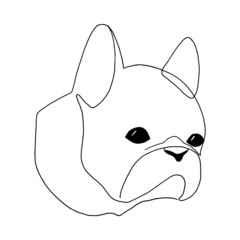 Isolated vector portrait of a french bulldog, line art style