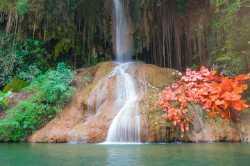 beautiful waterfall in rainforest at Phu sang Falls Phoyao, Thailand