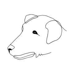 Isolated vector portrait of a dog, line art style