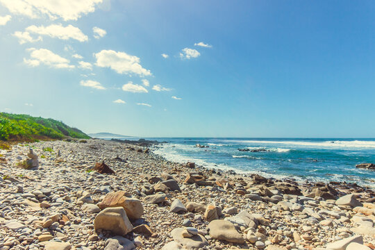 rocks on the beach in portugal. atlantic ocean