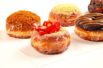 Set of special handmade brioche doughnut desserts