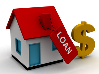 3d rendering Real estate concept, Dollar Sign with house