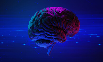 3d rendering illustration of human brain, healthcare of neuron cell, science and researching