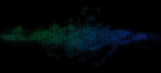 Abstract halftone binary code background.