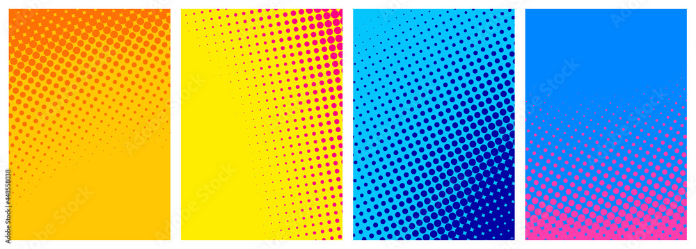 Wall mural Set of abstract halftone colorful backgrounds.