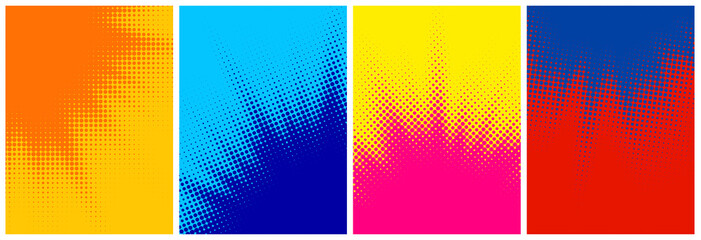 Set of abstract halftone colorful backgrounds.