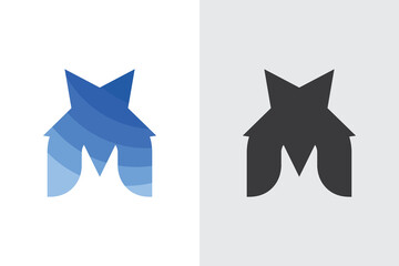 Letter M logo, Star logo.