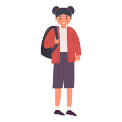 Cute character schoolgirl. Teenage girl. Back to school. Isolated on white background.