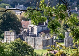 view of the ruins of  Wolvesey Castle Old Bishop's Palace in Winchester Hampshire England