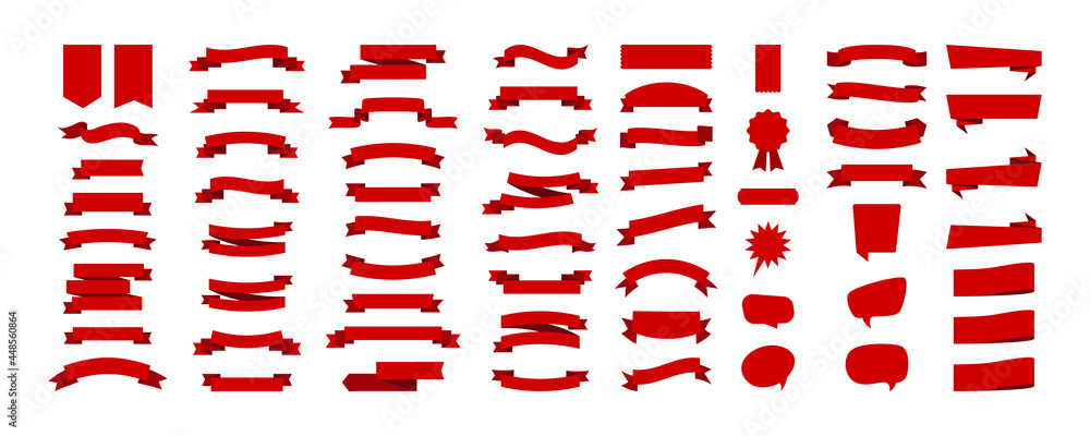 Wall mural red ribbons banners vector collection
