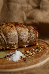 Baked pork roll with spices