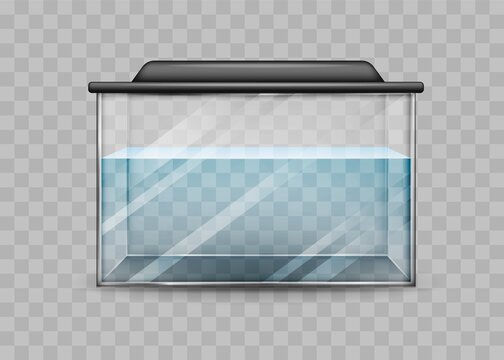 Transparent aquarium with water isolated template