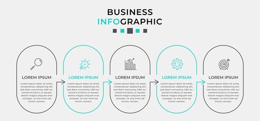 Vector Infographic design business template with icons and 5 options or steps. Can be used for process diagram, presentations, workflow layout, banner, flow chart, info graph