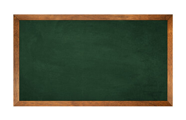 blackboard with brown wood frame isolated on white background.