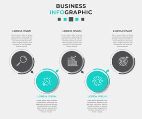 Obraz premium Vector Infographic design business template with icons and 5 options or steps. Can be used for process diagram, presentations, workflow layout, banner, flow chart, info graph